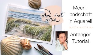 Einfache Meerlandschaft in Aquarell + Skizze | Anfänger Tutorial 👩🏻‍🎨