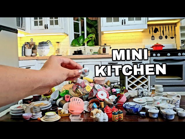 Miniature Real Cooking Kitchen Full Set installation  Mini kitchen Real utensils  collection set #05 