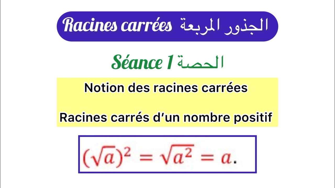 séance 1: Racine carrée d’un nombre réel positif/ Racines carrées - 3ème année collège - 3APIC Biof