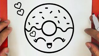 كيفية رسم دونات كيوت وسهل خطوة بخطوة / رسم سهل / تعليم الرسم للمبتدئين || Cute Donut Drawing