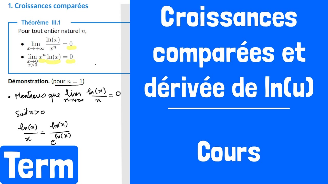 Cours Compléments sur la fonction logarithme croissances comparées — free download