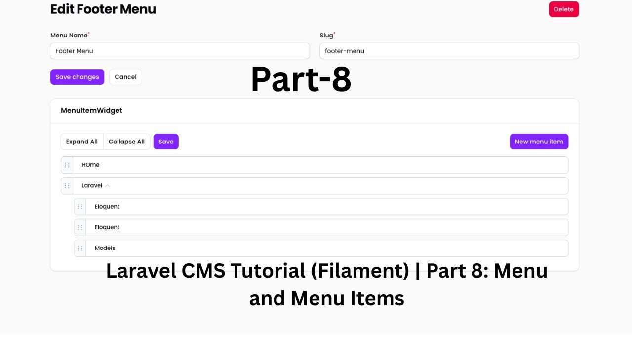Laravel CMS Tutorial (Filament) | Part 8 Menu and Menu Items - YouTube