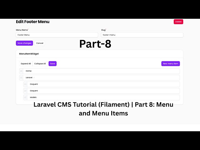 Laravel CMS Tutorial (Filament) | Part 8 Menu and Menu Items - YouTube