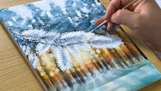 How to Draw a Snowy Morning Scene / Acrylic Painting for Beginners