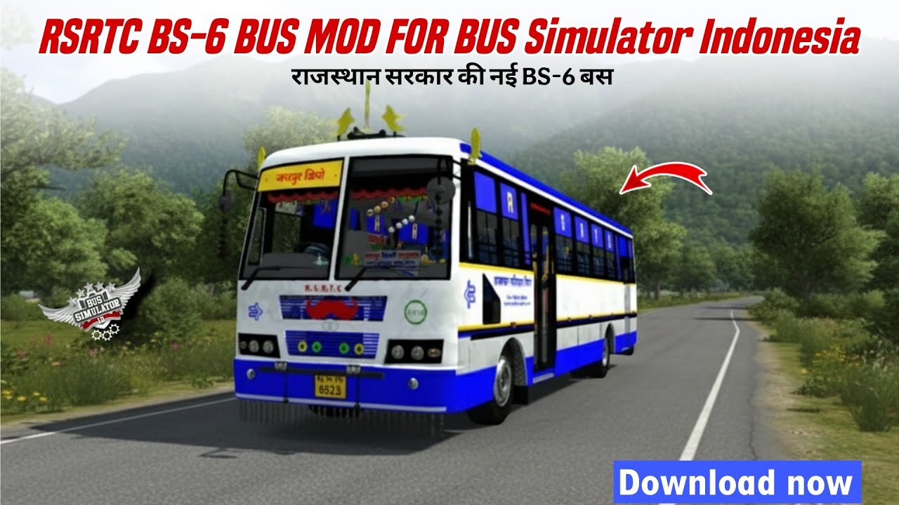 New RSRTC BS-6 bus mod for bus simulator Indonesia. Download link in discription