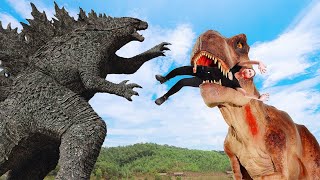 Last Blockbuster T rex Vs Godzilla In Real Life | Jurassic T-Rex Chase! | Dinosaur Hunting |Ms Sandy