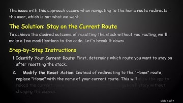 Reset the React Navigation Stack Without Redirecting