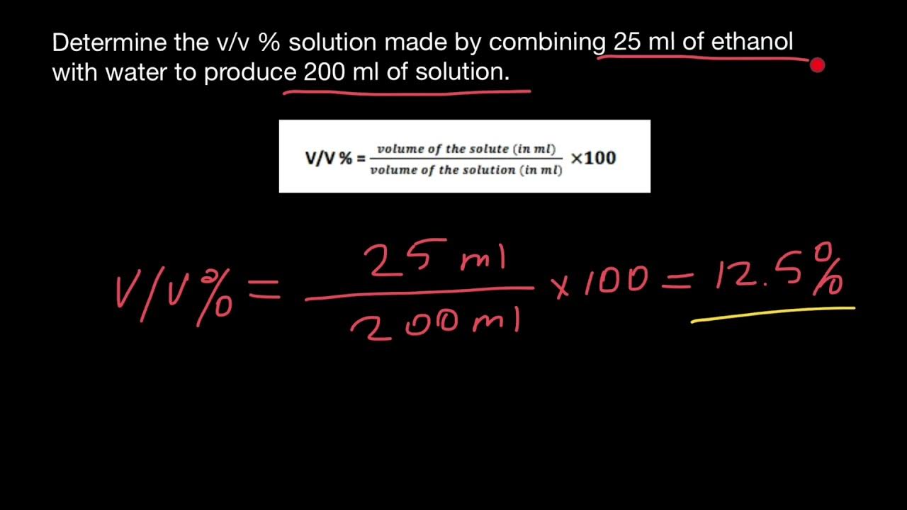 Volume fraction or Percentage by volume (V/V) YouTube