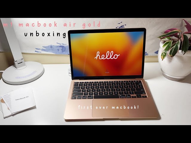 m1 macbook air gold // unboxing (my first macbook!) - YouTube