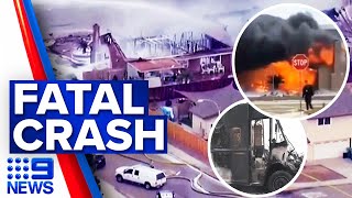 Two dead after plane crashes into California neighbourhood | 9 News Australia