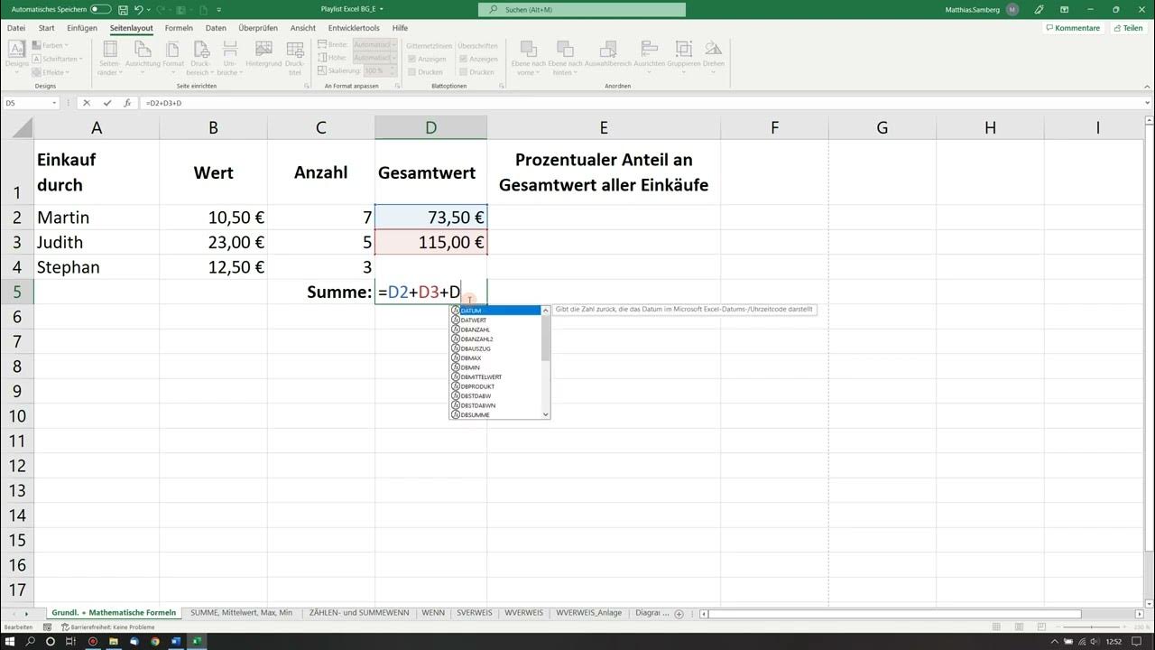Bw Berrechnung Excel Microsoft Excel 1/6: Grundlagen, Benutzeroberfläche, Datenformate
