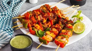 Paneer tikka on tawa/Tikka recipe/starters recipe/No carb veg recipe/Mint chutney recipe#easyrecipe