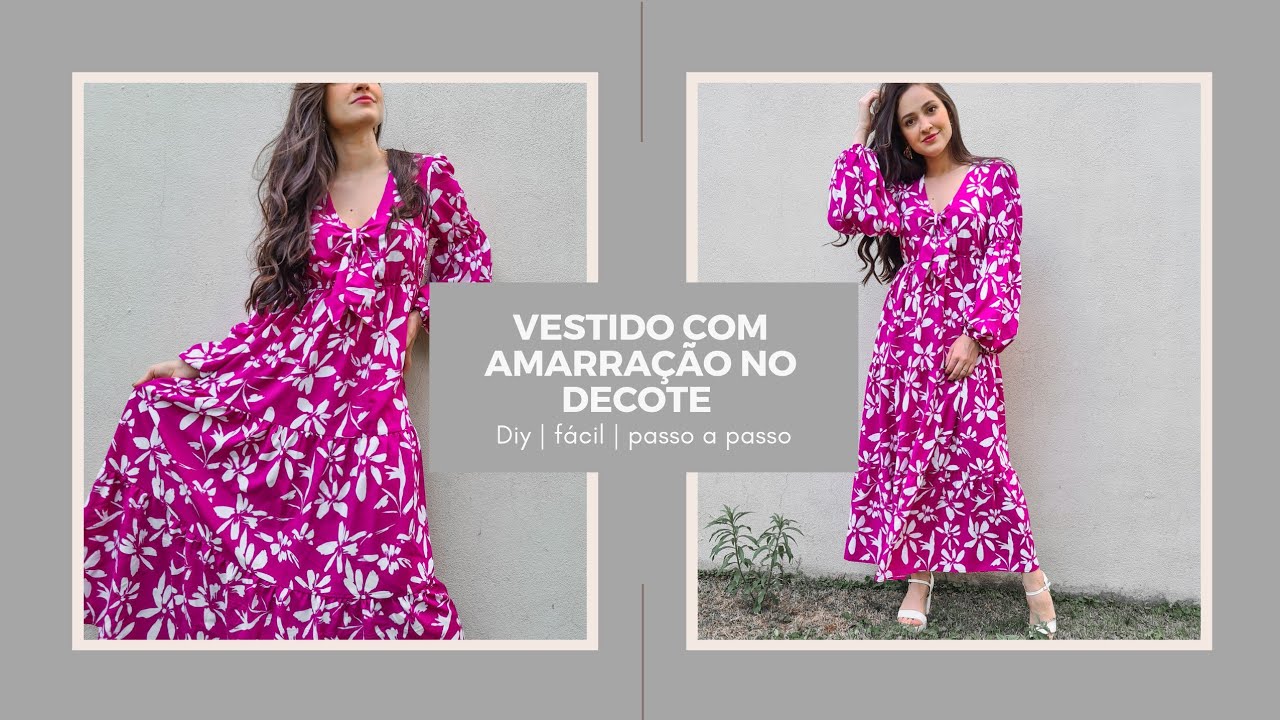 VESTIDO LONGO PERFEITO,  LAÇO NO DECOTE, 3MARIAS, PASSO A PASSO COMPLETO