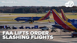 FAA lifts shutdown-related flight restrictions ahead of Thanksgiving travel