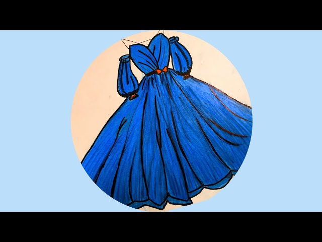 Fashion designer Dress | Dress drawing with colour| #pencilcolordrawing HAHA Drawings