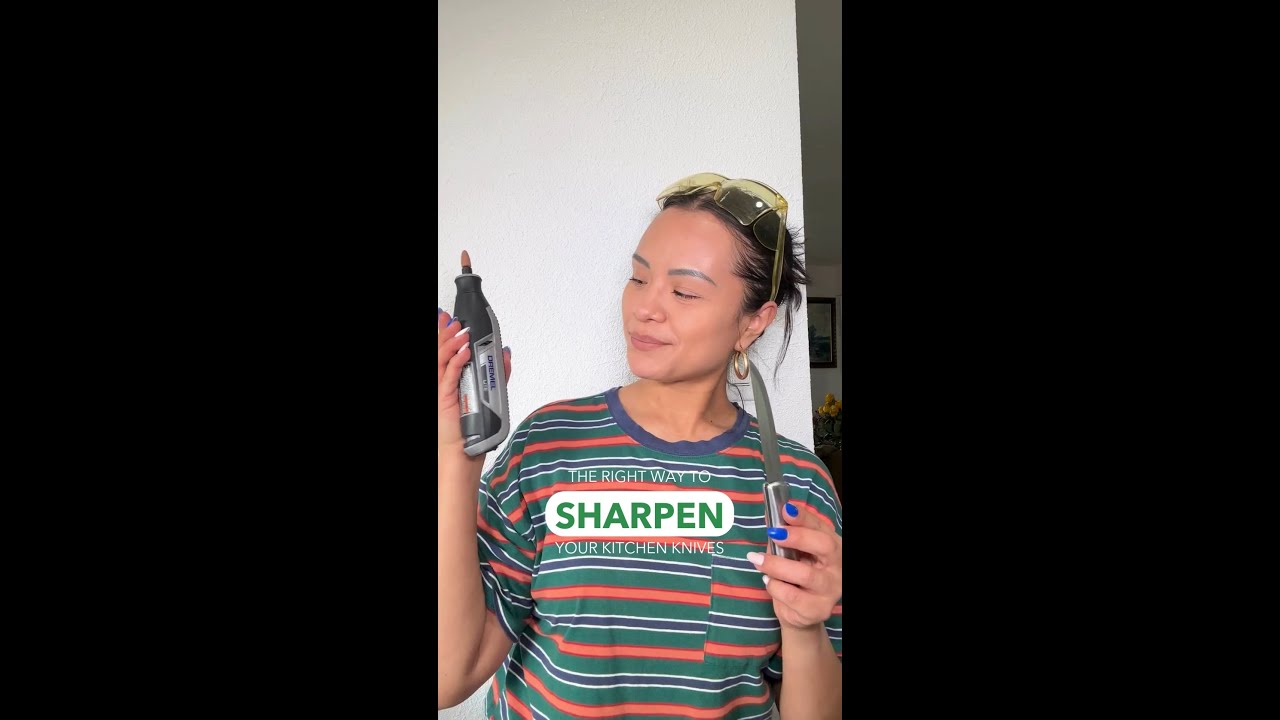 Quickest Way To Sharpen Kitchen Knives 😲| Dremel 