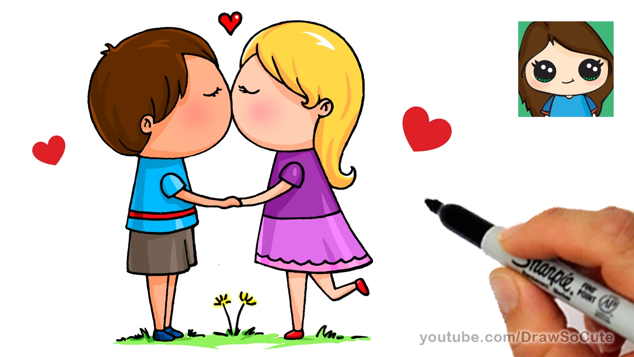 How to Draw Romantic Kisses Between Two Lovers - Step by Step Drawing  Tutorial - How to Draw Step by Step Drawing Tutorials