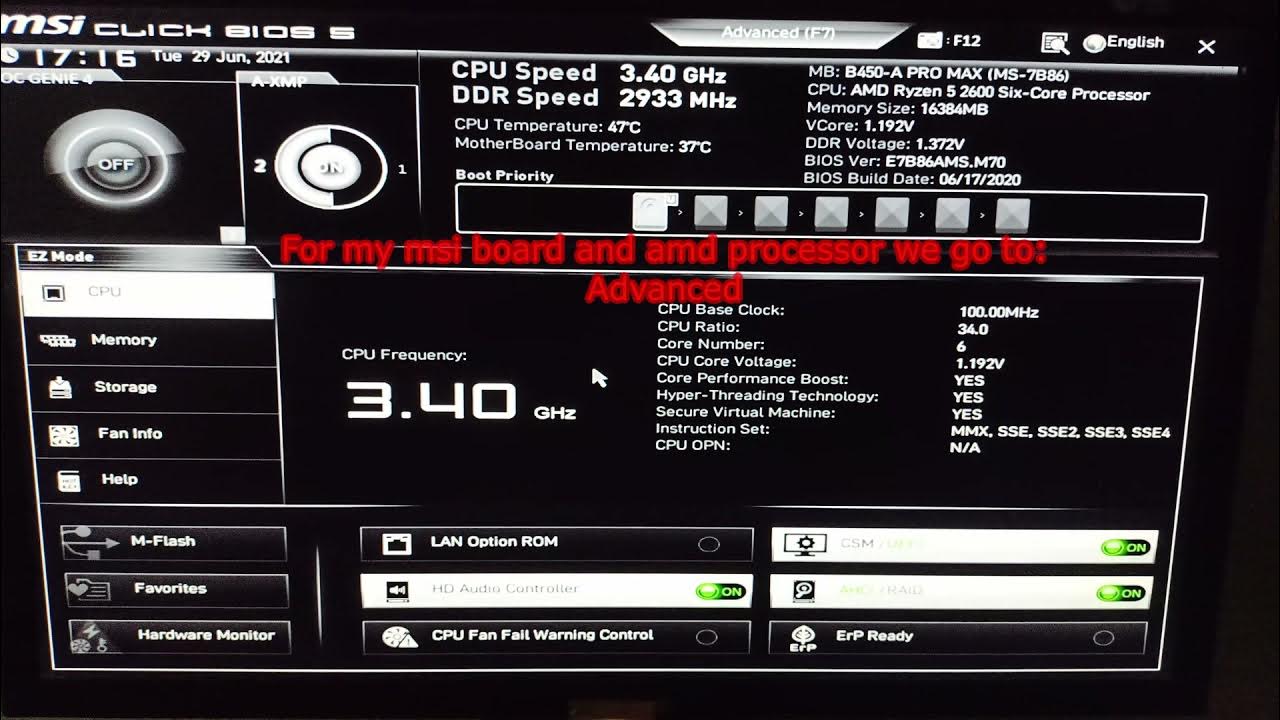 How to enable tpm 2 0 in bios msi b450 a pro max youtube