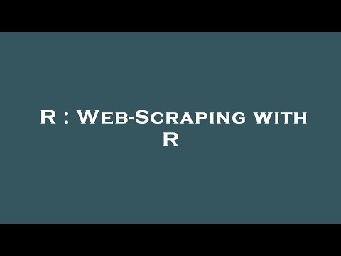 R : Web-Scraping with R