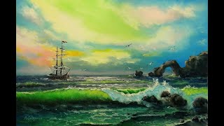 🎨 Aleksandr Grigorev / Meer See Strand / Kunst / Gemälde / Öl Malerei / Oil / Art Painting