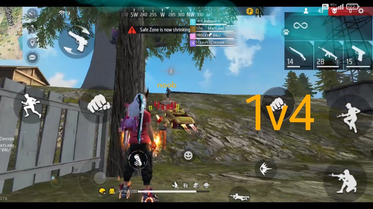 free fire video br rank solo vs squad M1887 se 1v4 only 👉 headshot ...