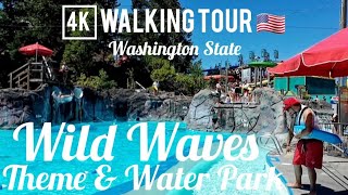 4k Virtual Walking Tour inside Wild Waves Theme and Water Park in Federal Way, Washington State 🇺🇸 !