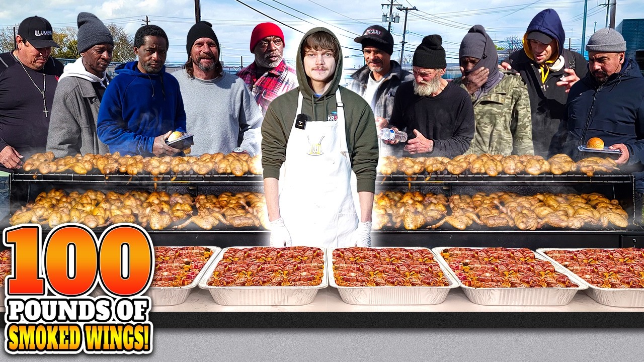 Smoking 100 Pounds Of Chicken Wings For The Homeless!