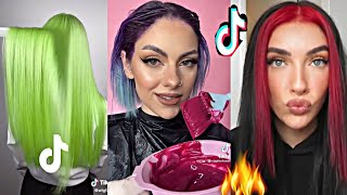 Tiktok Hair Color Dye and hair transformation 🔥 #haircolordye