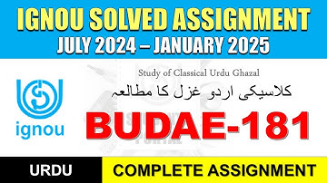 BUDAE 181 Solved Assignment 2024-25 || budae-181 solved assignment in Urdu || July 2024 to Jan 2025