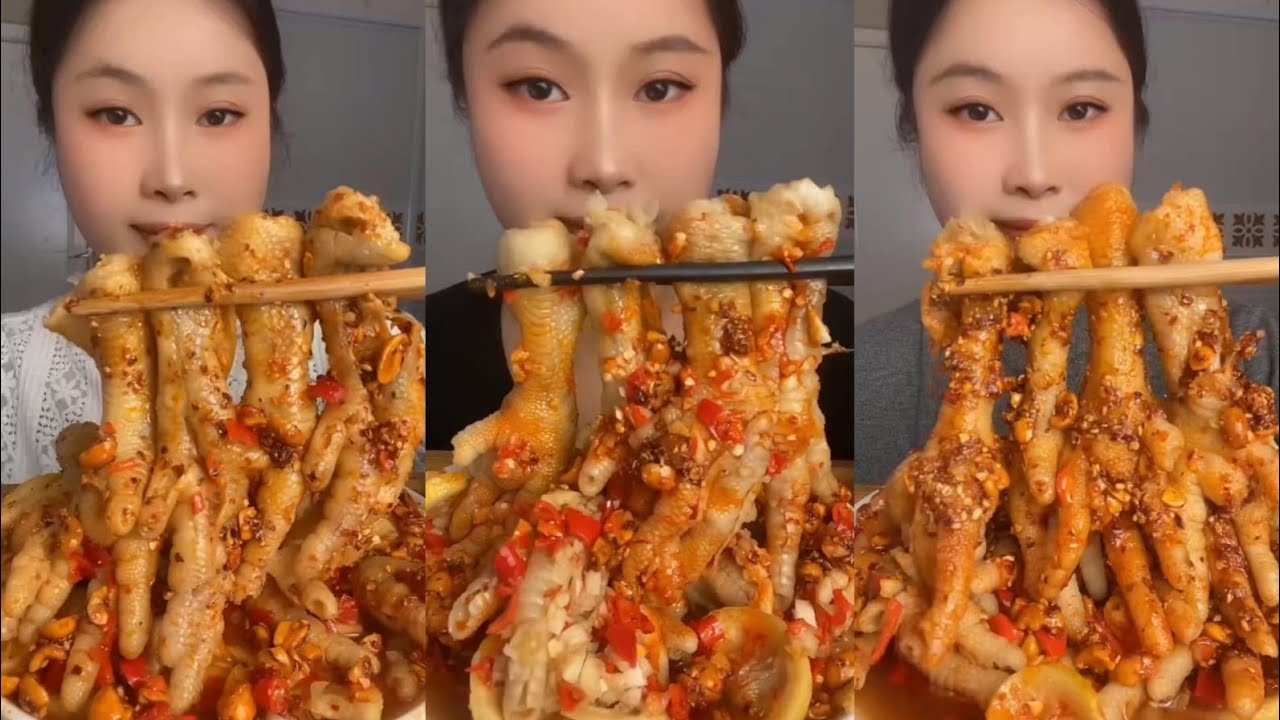 [ASMR] CEKER AYAM PEDAS | EATING SPICY CHICKEN FEET | chinese mukbang