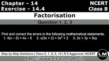 Factorisation | Class 8 Exercise 14.4 Question 1 - 3 | NCERT | Learn Maths