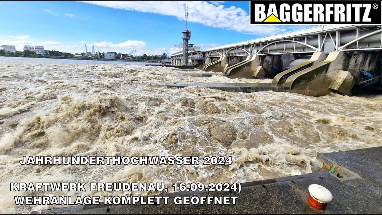 JAHRHUNDERTHOCHWASSER 2024 - Donaukraftwerk Freudenau am 16.09.2024 - Wehranlage geöffnet