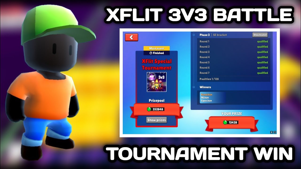 Я ВЫИГРАЛ БИТВУ 3 НА 3 XFLIT | ВЫИГРАЛ 60 ТУРНИРОВ | STUMBLE GUYS