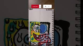 drawing spongebob Patrick star squidward in 4 different styles POSCA markers drip glitch effect