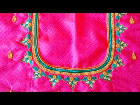 Aari work with normal needle stitching - YouTube