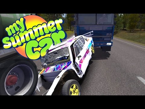 ROLL CAGE INSTALLED, Running out of Gas, Highway Crash - My Summer Car Gameplay Highlights Ep 33