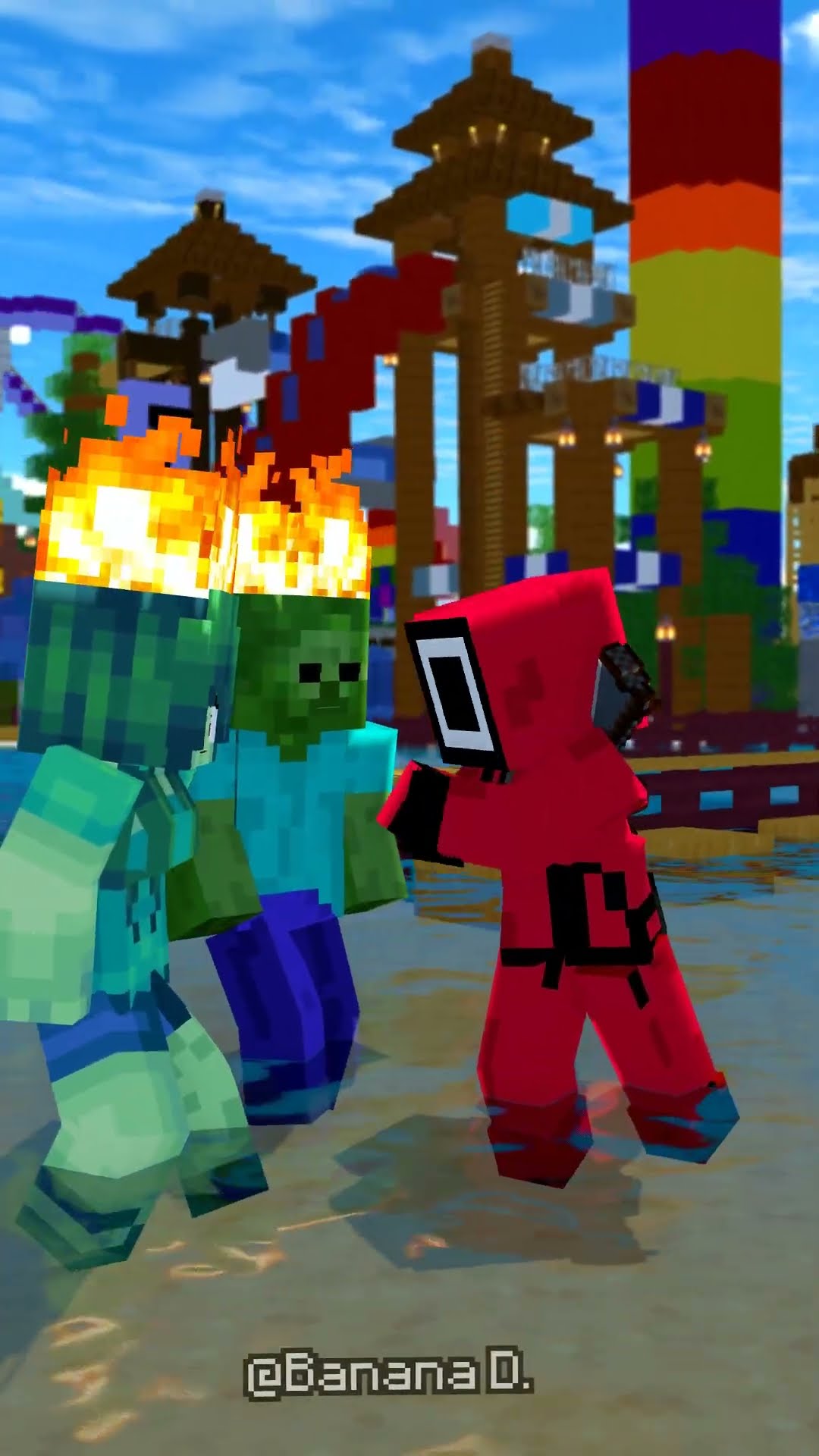 Zombie Team VS SQUID GAME TEAM LOVE Battle in Monster Water Park