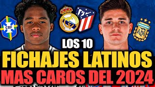 ¿Cuáles fueron los 10 FICHAJES LATINOS mas CAROS del 2024? | William Pacho, Sinisterra, Julián, Etc.