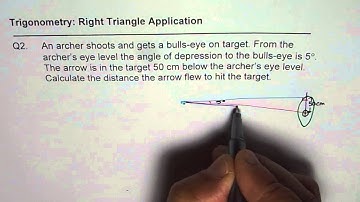 Q2 Distance Arrow Travels Given Angle of Depression Trigonometry Application