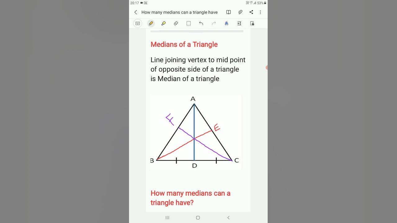 Median of a triangle How many medians can a triangle have Tamil