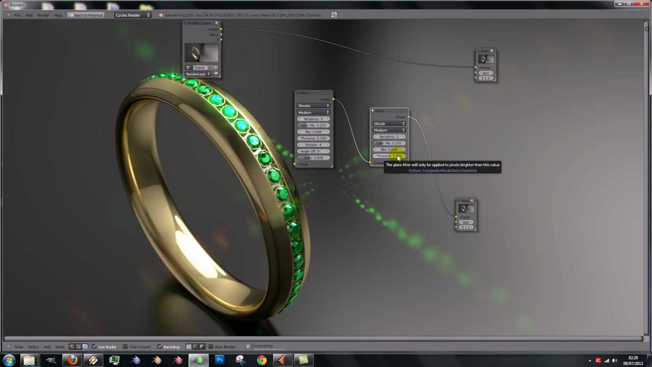 Modélisation d'une bague et rendu sous Cycles
