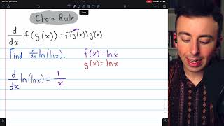 Derivative of ln(lnx) with Chain Rule | Calculus 1 Exercises