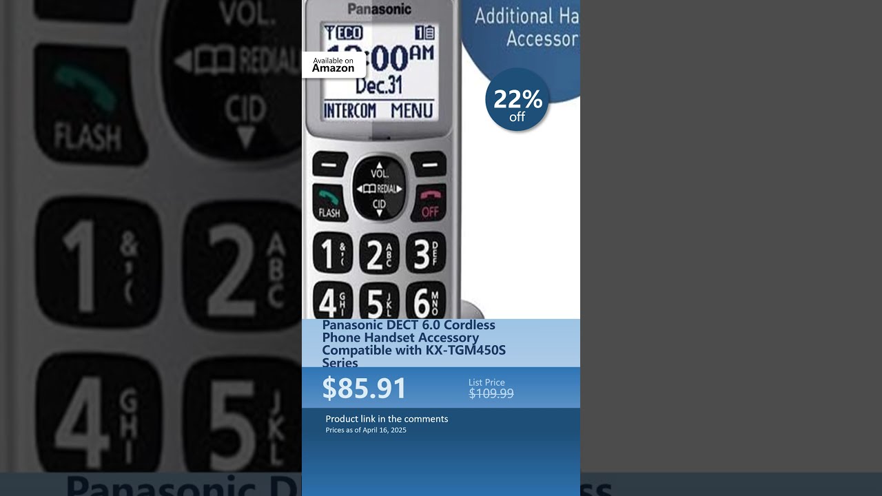 Panasonic DECT 6 0 Cordless Phone Handset Accessory Compatible With KX TGM450S Series