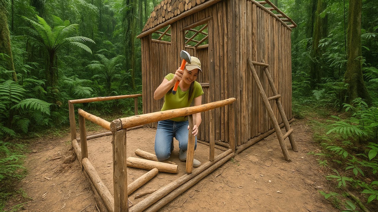 Built an Amazing Wooden Cabin Deep in the Forest | Bushcraft Shelter & ASMR Off Grid (part 2)