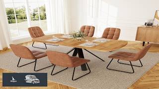 HIPIHOM Extendable Dining Table Set for 6 People 47.2'' 63'' MDF Kitchen Table