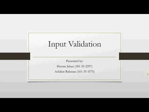 Presentation on Input Validation