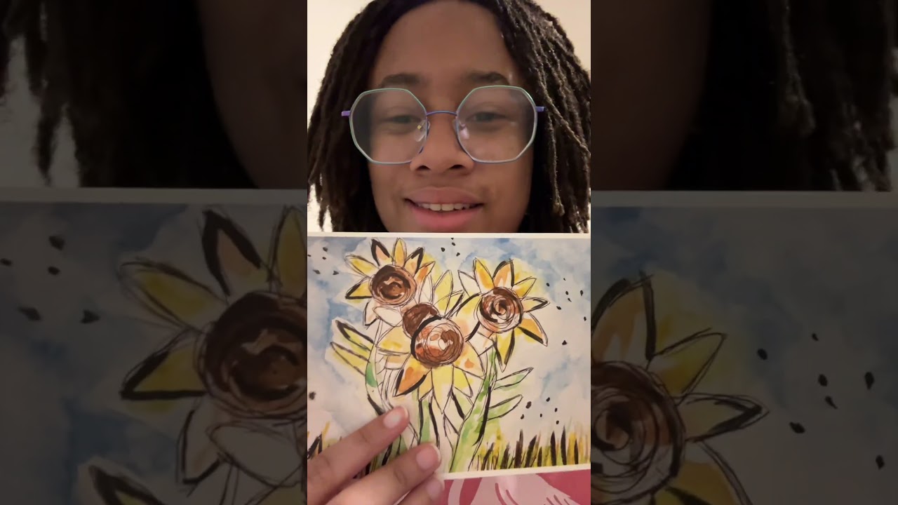 I made a watercolor sunflower art print! -Addy
