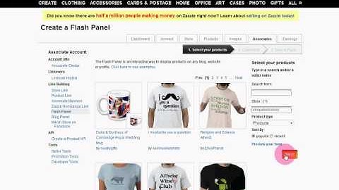 Zazzle - getting the flash panel code