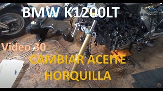 BMW K1200LT project. How to change front suspension oil and restore fork tubes.
