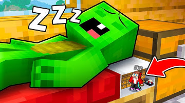 JJ Built a Tiny House inside Mikey’s Bed in Minecraft (Maizen)
